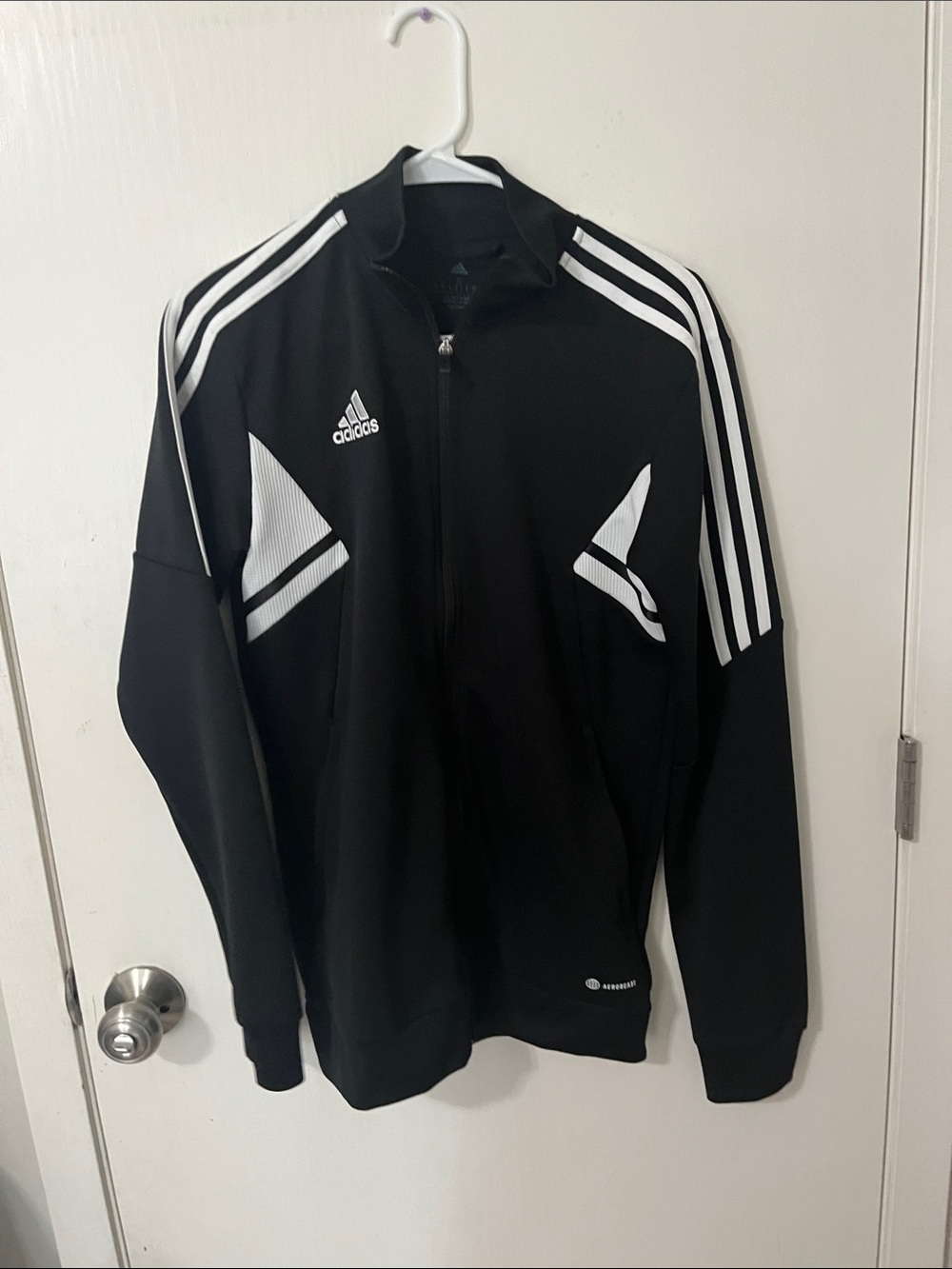 adidas Black warm up with White Stripe Details